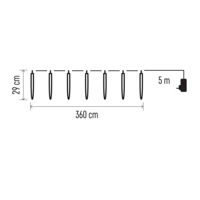 Dekoracje - 140 LED 10x sopel 29 cm 3,6 m, zimna biel, IP44