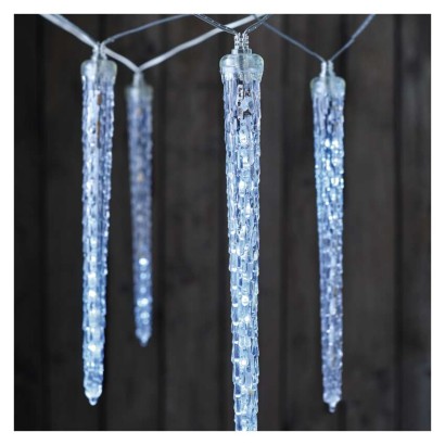 Dekoracje - 140 LED 10x sopel 29 cm 3,6 m, zimna biel, IP44