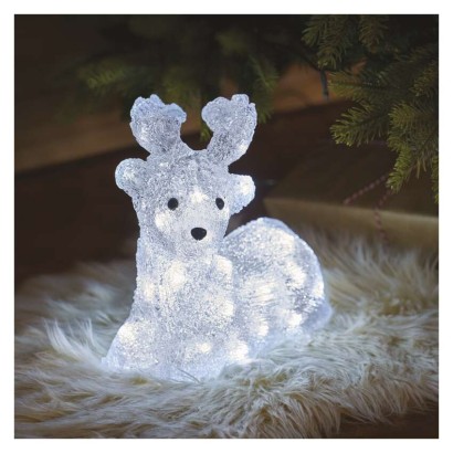 LED Weihnachtlicher Hirsch, 27 cm, Außen und Innen, Kaltweiß, Timer