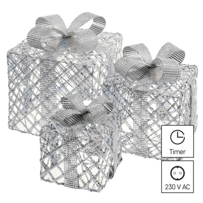 LED Geschenkpakete, 3 Größen, Innen, Kaltweiß, Timer