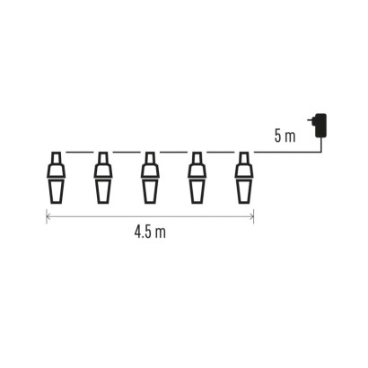 Łańcuch Party 10x 1 LED, przeźroczyste, 4,5 m, zimna biel, IP44