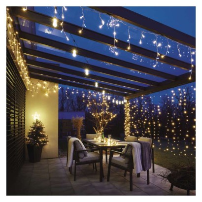 LED virtene – 16x caurspīd. ballīšu spuldzes, 7,6 m, liet. ārā un iekštelpās, silti balta