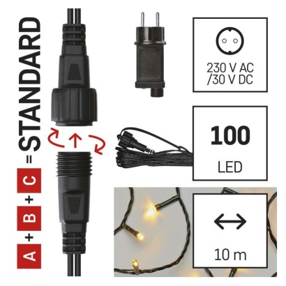 Basis Set für Verbindungsketten Standard, 10 m, Außen, warm-weiß, Timer