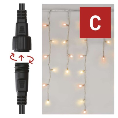 Standard LED spojovacia reťaz pulzujúca – cencúle, 2,5 m, vonkajšia, červená/vintage