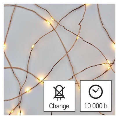 LED Weihnachtliche Nano-Kette kupferfarben, 4 m, Außen und Innen, warm-weiß, Timer