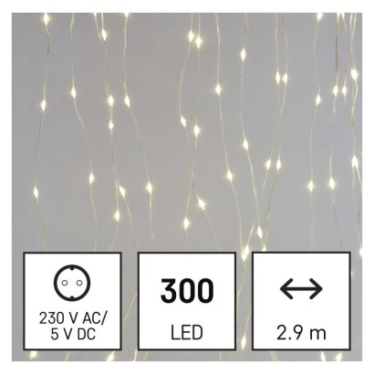 LED Ziemassvētku nano virt. – aizkars, 2,9 x 1,5 m, liet. ārā un iekšt., silti b., 8 rež.