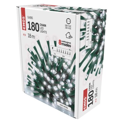 LED Weihnachtliche Lichterkette, 18 m, Außen/Innen, kaltweiß, Programme