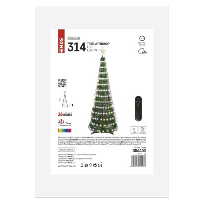 Dekoracje - rozkładana choinka LED z gwiazdą 180 cm, RGB, 16 programów, pilot, IP20, timer