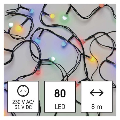 LED božična cherry veriga – kroglice, 8 m, zunanja in notranja,večbarvna,programi,časovnik
