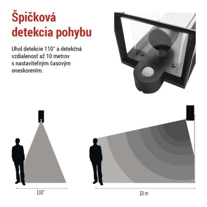 Záhradné nástenné svietidlo MALVA, senzor súmraku, 13 x 12,5 x 28 cm, 1 x E27, 15 W