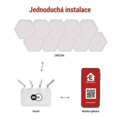 GoSmart LED svítidlo Hexagon, startovací sada, 10 dílů, 19 W, RGBIC stmívatelné, WiFi