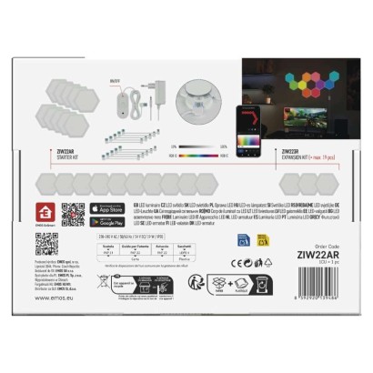 GoSmart LED gaismeklis Hexagon, sākuma komplekts, 10 daļas, 19 W, RGBIC regulējams, WiFi