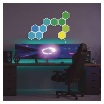 GoSmart LED gaismeklis Hexagon, sākuma komplekts, 10 daļas, 19 W, RGBIC regulējams, WiFi