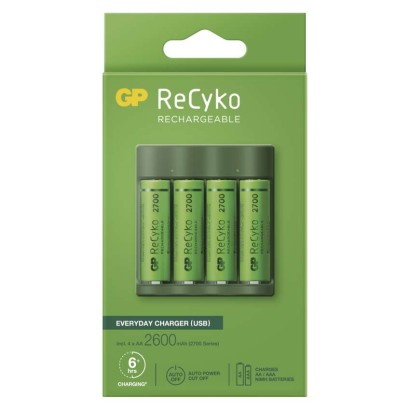 GP USB nabíjačka batérií Everyday B421 + 4AA GP ReCyko 2700