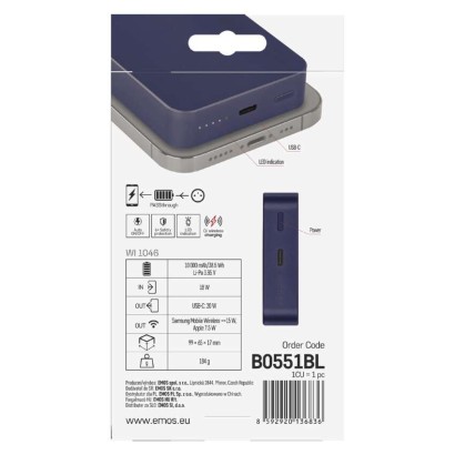 Powerbank EMOS WI 1046, 10 000 mAh, 20 W+Wireless, future dusk