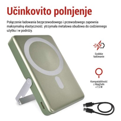 Powerbank EMOS WI 1031, 10 000 mAh, 20 W+Wireless, army-green