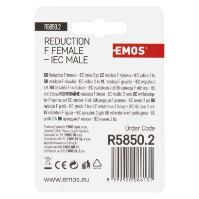 Reduktion F Buchse – IEC-Stecker