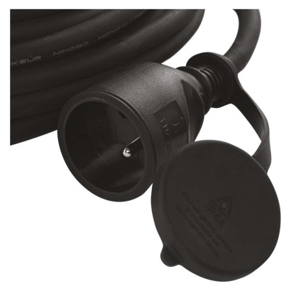 Venkovní prodlužovací kabel 20 m / 1 zásuvka / černý / guma-neopren / 230 V / 1,5 mm2