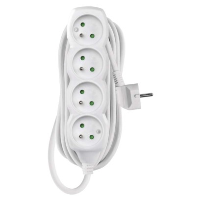 Przedłużacz 5 m / 4 gniazda / biały / PVC / 1,5 mm2
