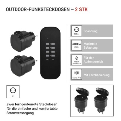 Funksteckdosen SCHUKO mit Fernbedienung, IP44