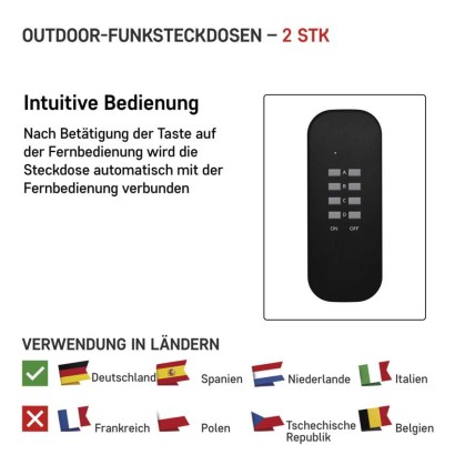 Funksteckdosen SCHUKO mit Fernbedienung, IP44