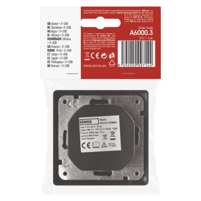 Kontaktligzda ar USB, 2,1 A maks., antracīta 
