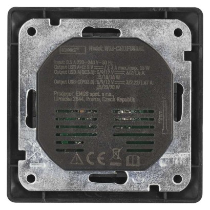 EMOS Aljzat USB-A+USB-C, antracit