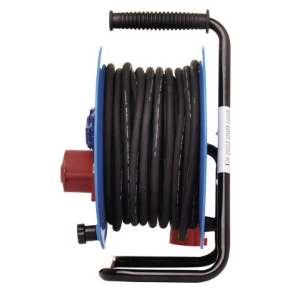 Przedłużacz bębnowy ogrodowy 25 m / 3 gniazda / czarny / guma / 230V/400V / 1,5 mm2
