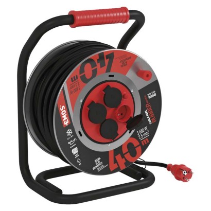Przedłużacz bębnowy ogrodowy 40 m / 4 gn / czarny / guma-neopren / 230V / 2,5 mm2