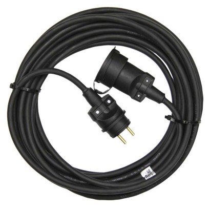 Vonkajší predlžovací kábel 30 m / 1 zásuvka / čierny / guma / 230 V / 1,5 mm2