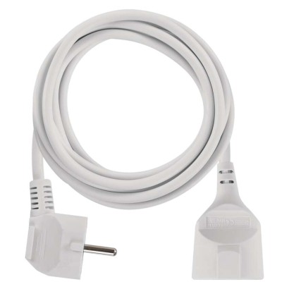 Verlängerungskabel 3 m / 1 Steckdose / weiß / PVC / 1,5 mm2