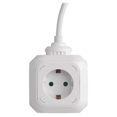 Steckdosenwürfel 1,9 m / 4 Steckdosen / weiß / PVC / USB / 1,5 mm2