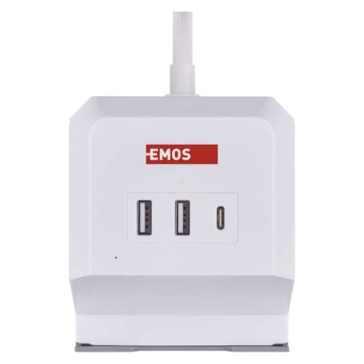 Steckdosenwürfel 2 m / 2 Steckdosen / weiß / 2×USB-A+1×USB-C+Qi / 1,5 mm2