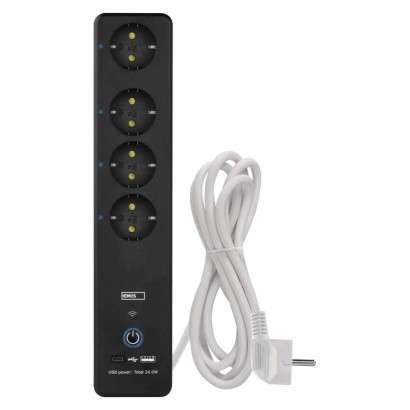 GoSmart Okos hosszabbító-elosztó 2 m/4 konnektorral/kapcs./PVC/USB-vel és wifivel/1,5 mm2