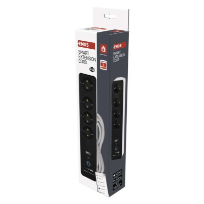 GoSmart Okos hosszabbító-elosztó 2 m/4 konnektorral/kapcs./PVC/USB-vel és wifivel/1,5 mm2