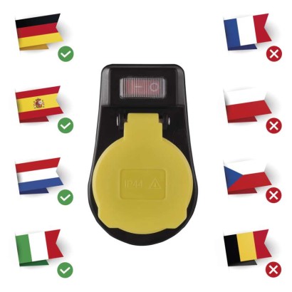 Vairākas kontaktligzdas ar slēdzi, IP44