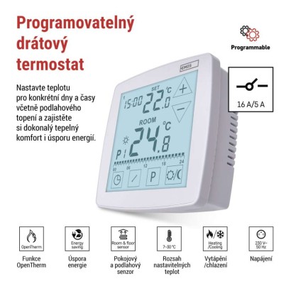 Pokojový programovatelný drátový OpenTherm termostat P56A01