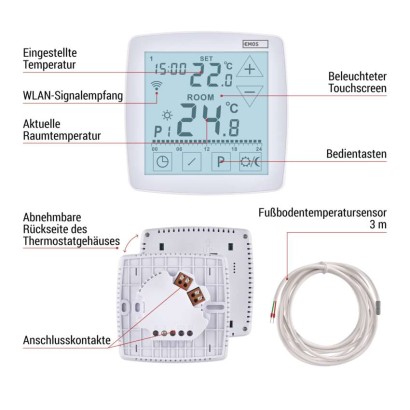 GoSmart Fußbodenheizung-Thermostat P56S01F mit WiFi, programmierbar, verkabelt