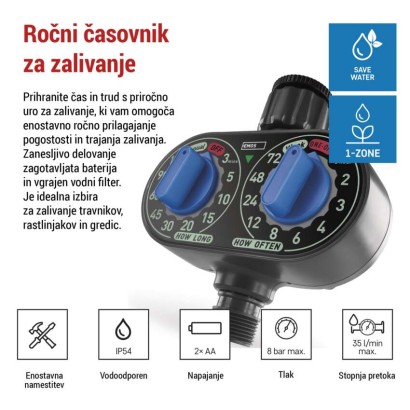 Mehanski časovnik za zalivanje, 1 izhod