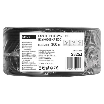 Twisted-Pair-Kabel ECO 2x0,5mm, schwarz-rot, 100m