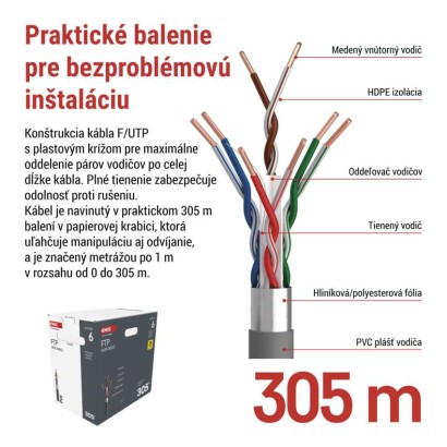 Datový kábel FTP CAT 6, 305m