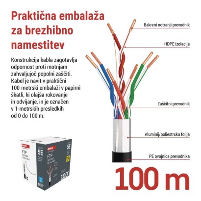 Kabel CAT5E FTP, outdoor, 100M