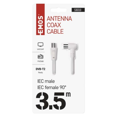 Antennen-Koaxialkabel, geschirmt 3,5m – Winkelstecker