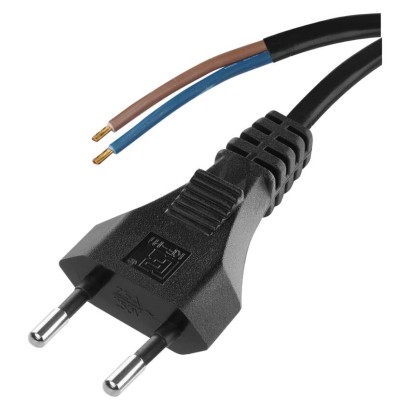 Netzkabel PVC 2x 0,75mm2, 3m, schwarz