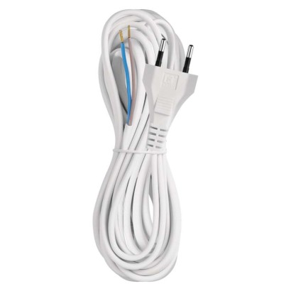 Netzkabel PVC 2x 0,75mm2, 5m, weiss
