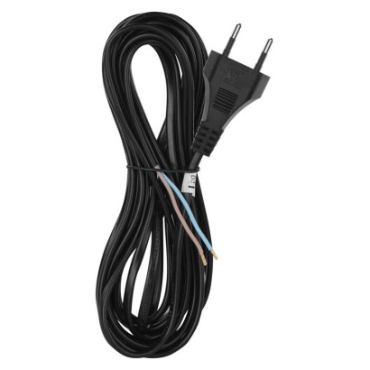 Netzkabel PVC 2x 0,75mm2, 5m, schwarz