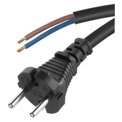 Netzkabel Gummi 2x 1,5mm2, 5m, schwarz