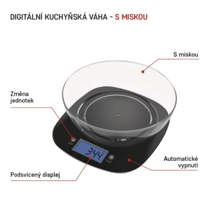 Digitální kuchyňská váha EV025, černá