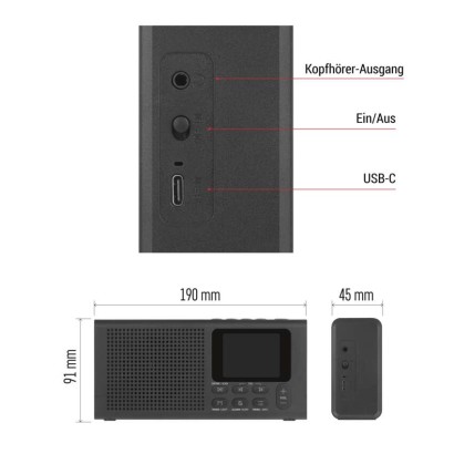 Tragbares Radio mit Bluetooth, DAB / DAB+ / FM, schwarz