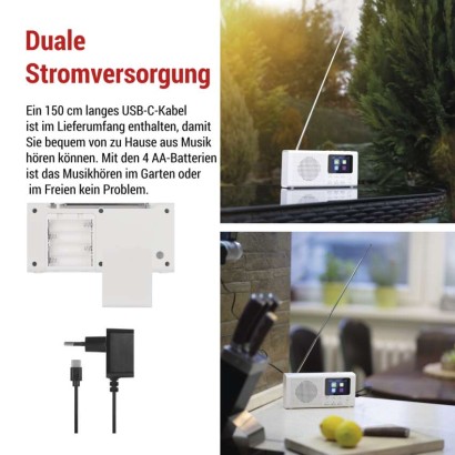 Tragbares Radio mit Bluetooth, DAB / DAB+ / FM, weiß